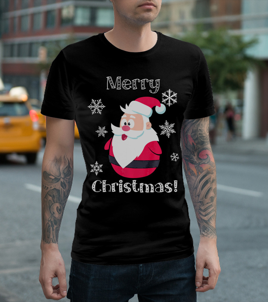 Merry Christmas Santa Claus Cute Snowflakes T-Shirt