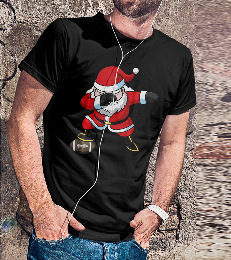 Football Santa Dabbing With Christmas Cheer T-Shirt