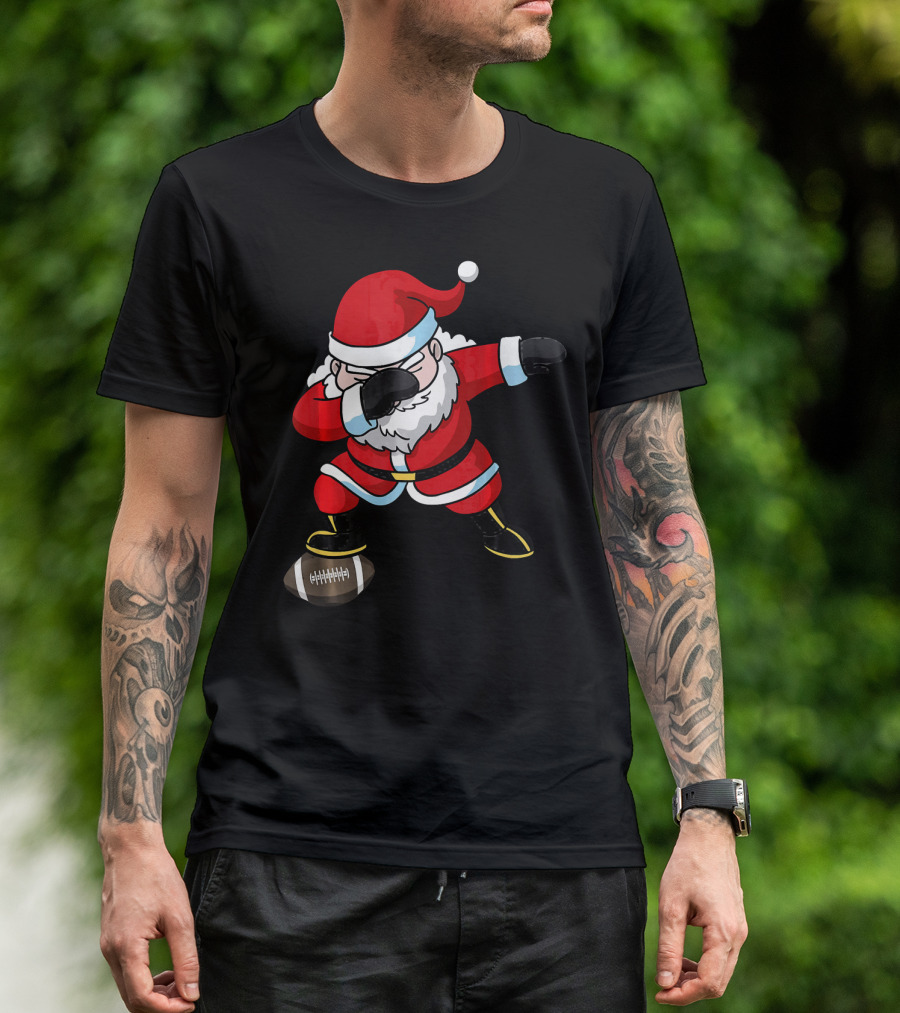 Football Santa Dabbing With Christmas Cheer T-Shirt