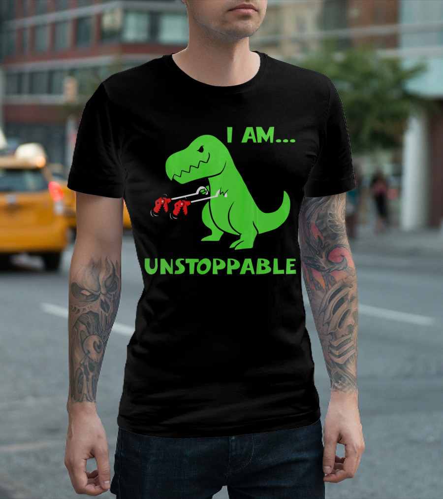 I Am Unstoppable T Rex Dinosaur Boxing Gloves T-Shirt