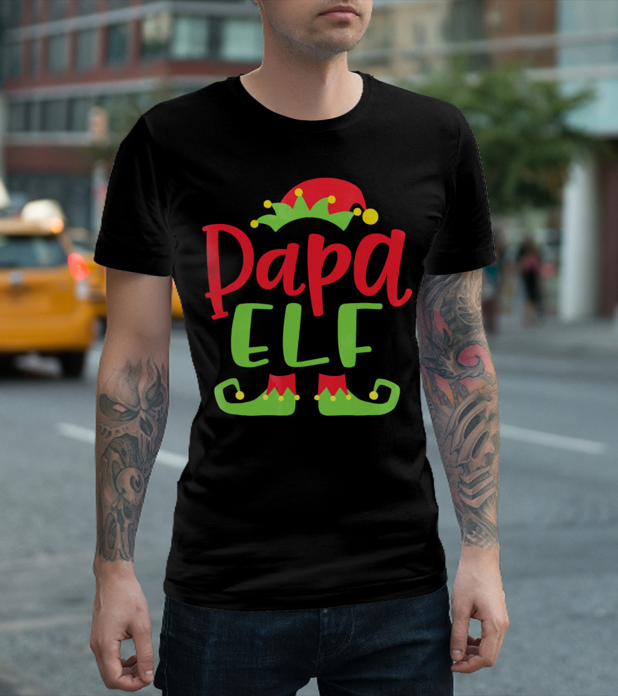Papa Elf Christmas Match Holiday Humor T-Shirt