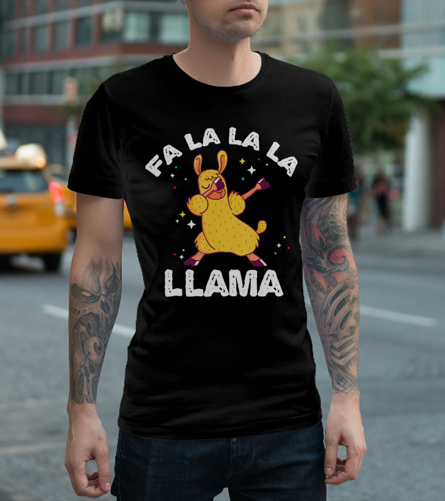 FA LA LA LA Llama Dabbing Xmas T-Shirt