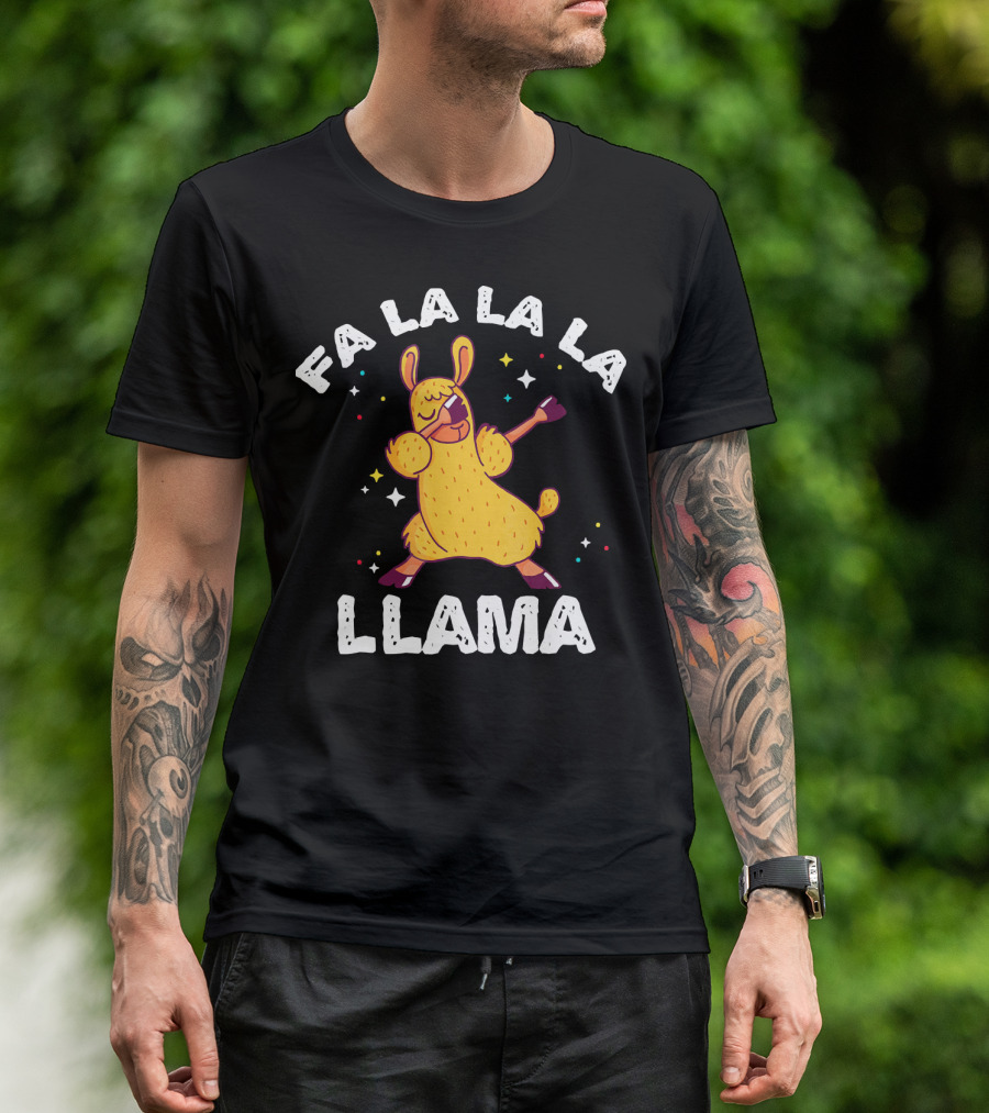 FA LA LA LA Llama Dabbing Xmas T-Shirt