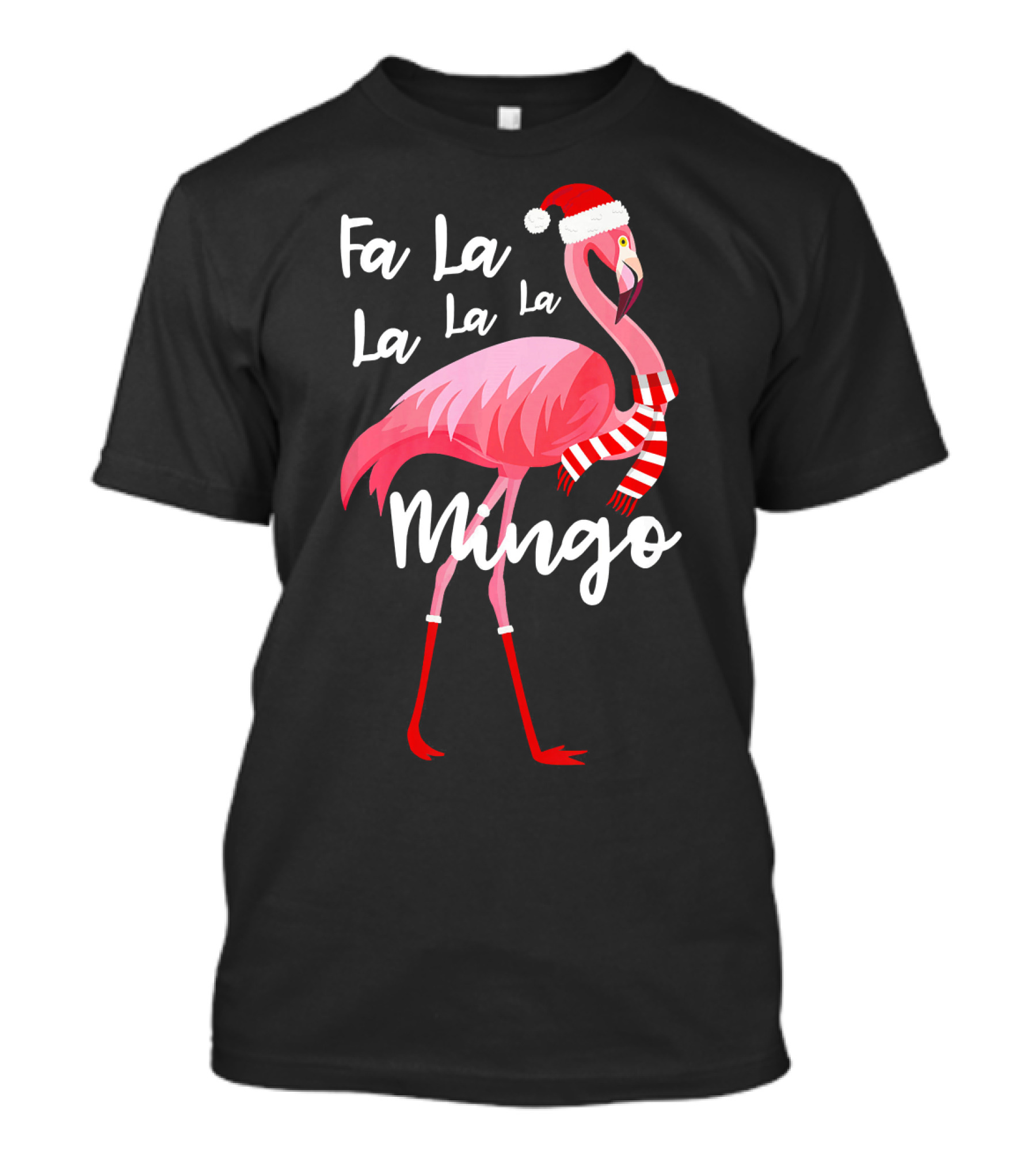 Fa La La La La Mingo Flamingo Santa Hat Holiday T-Shirt