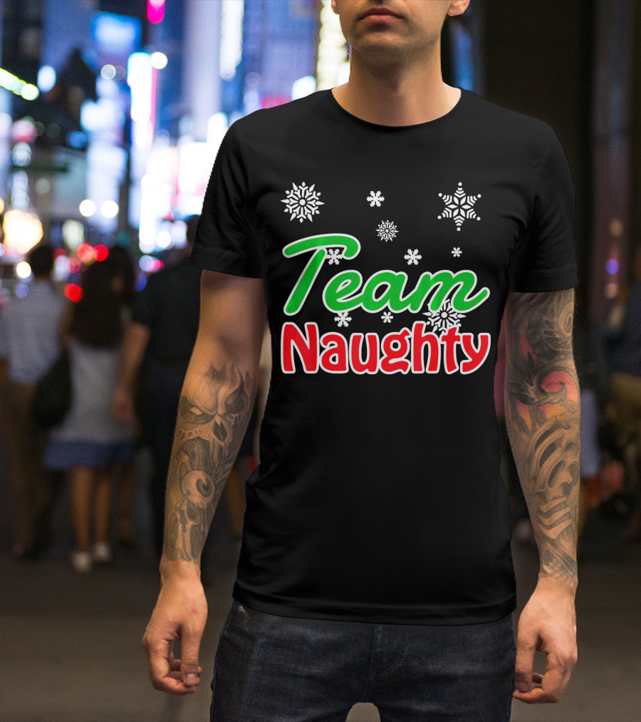 Team Naughty Santa Family Snowflakes T-Shirt