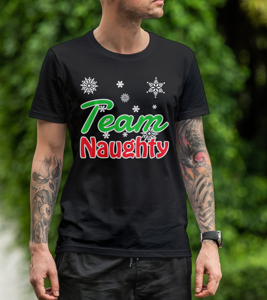 Team Naughty Santa Family Snowflakes T-Shirt
