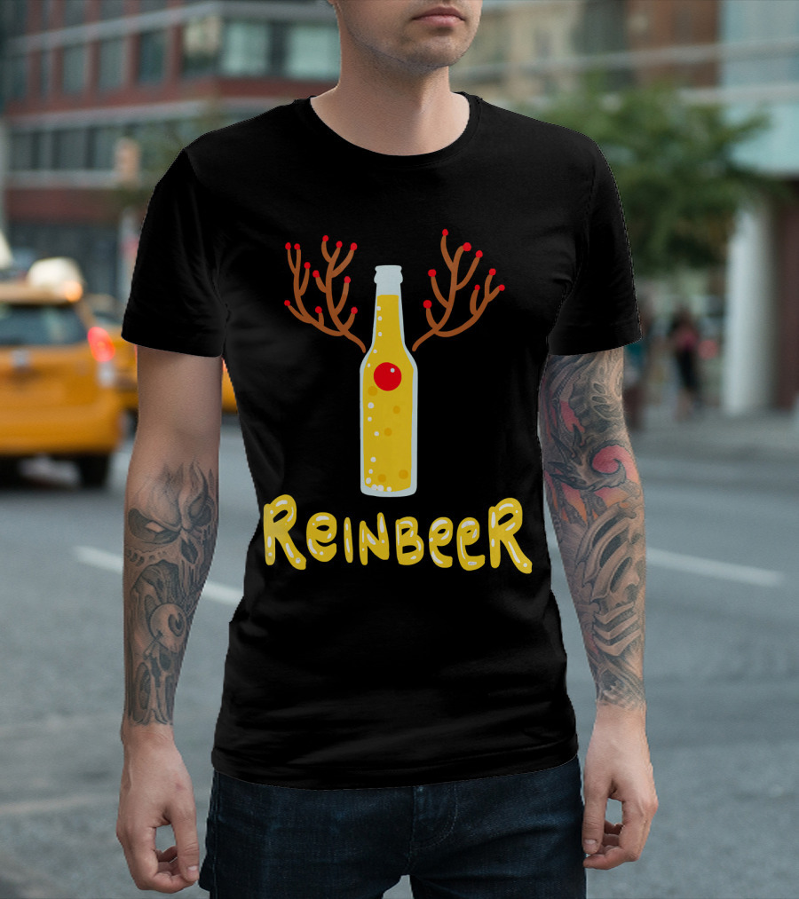 Reindeer Reinbeer Antler Bottle T-Shirt