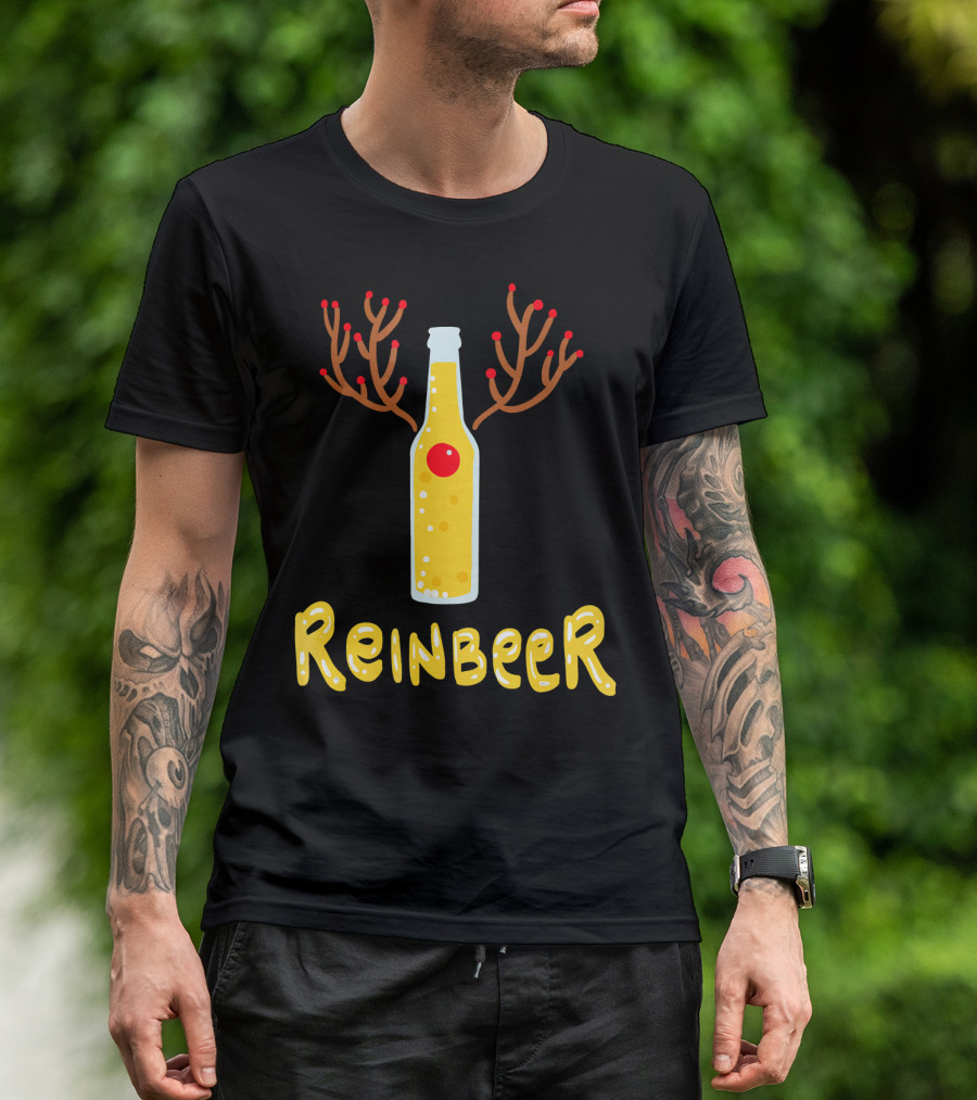 Reindeer Reinbeer Antler Bottle T-Shirt