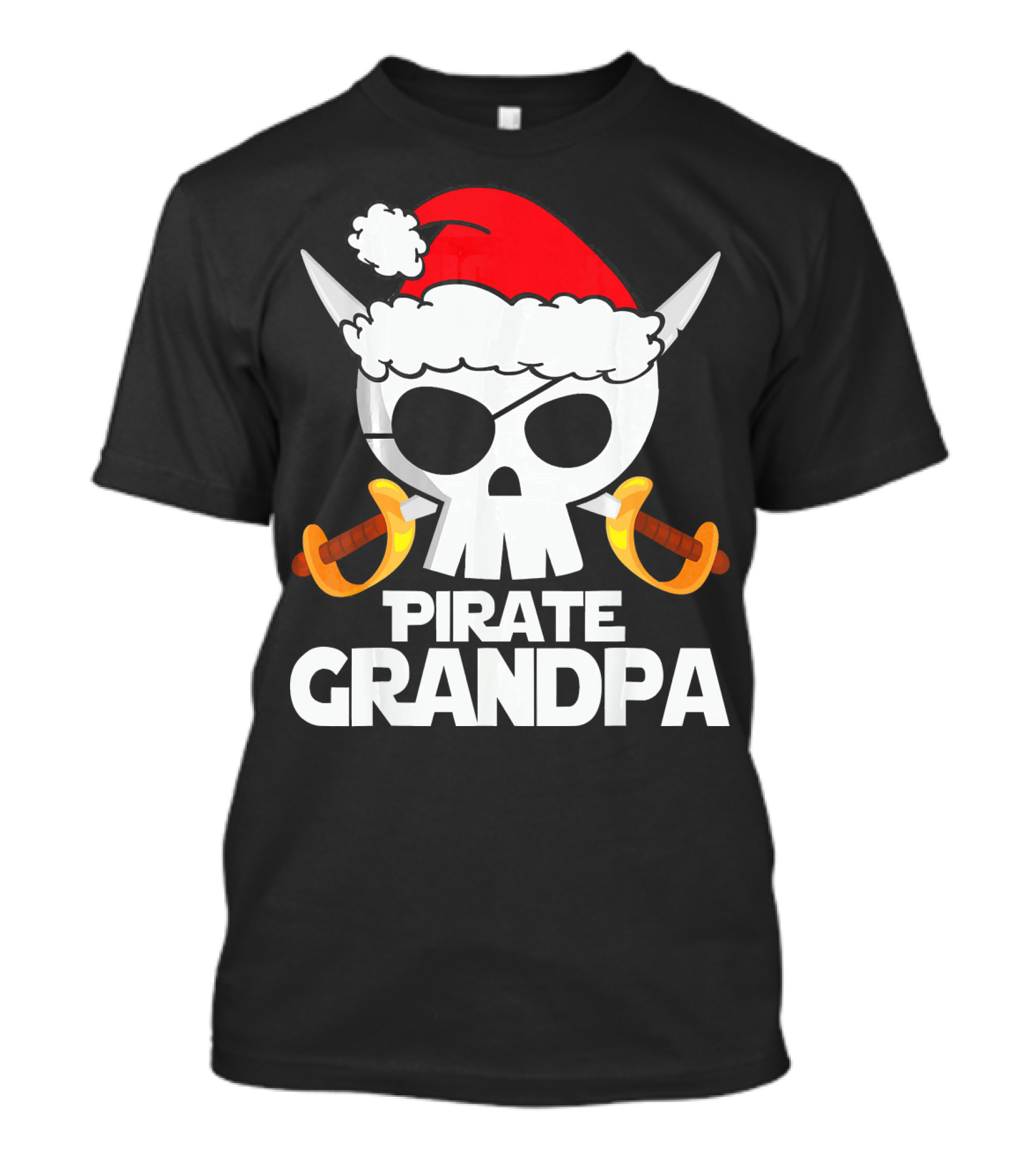 Pirate Grandpa Santa Skull With Swords Christmas Humor T-Shirt