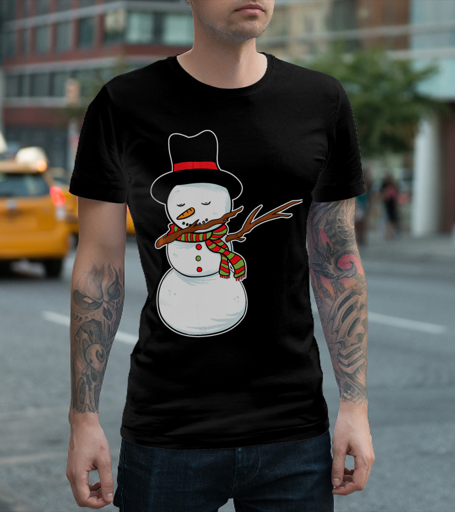 Dabbing Dab Snowman With Hat and Scarf T-Shirt