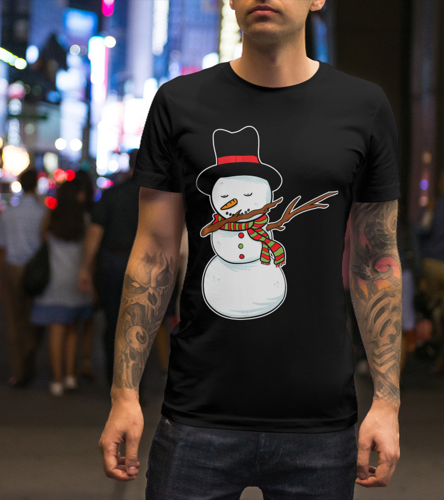 Dabbing Dab Snowman With Hat And Scarf T-Shirt