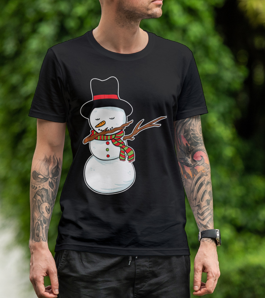 Dabbing Dab Snowman With Hat And Scarf T-Shirt
