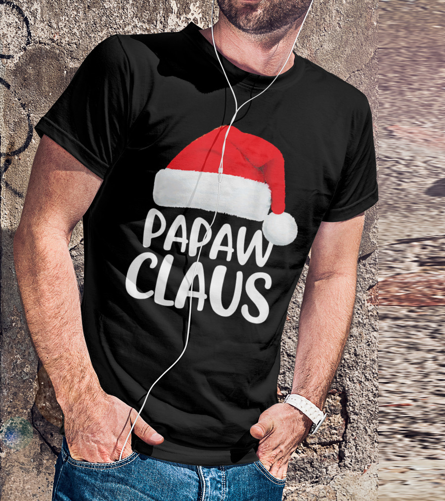 Papaw Claus Red Santa Hat Christmas T-Shirt
