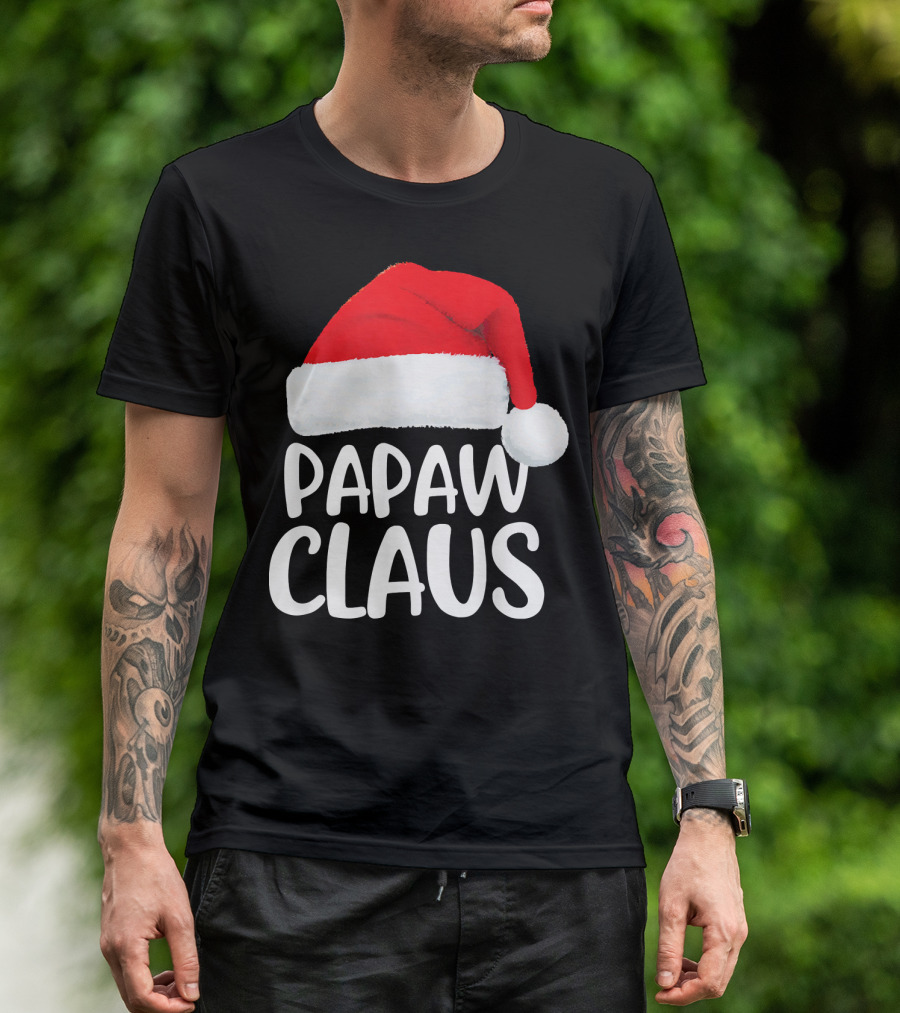 Papaw Claus Red Santa Hat Christmas T-Shirt