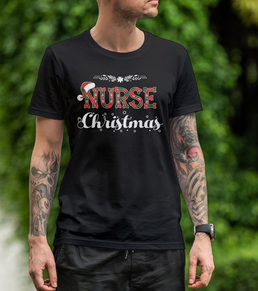 Nurse Christmas Santa Hat Holiday Decor T-Shirt