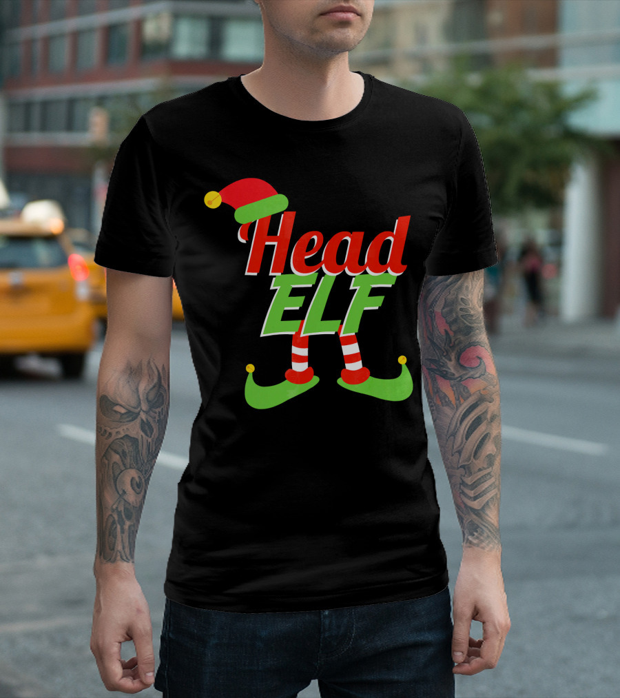 Head Elf Christmas Outfit With Hat And Curled Shoes T-Shirt