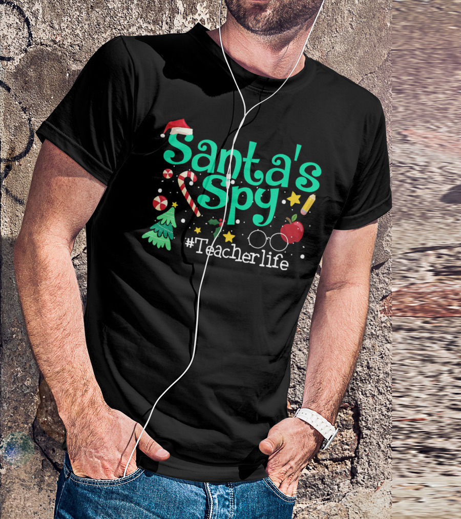 Santa's Spy #Teacherlife Christmas Icons T-Shirt