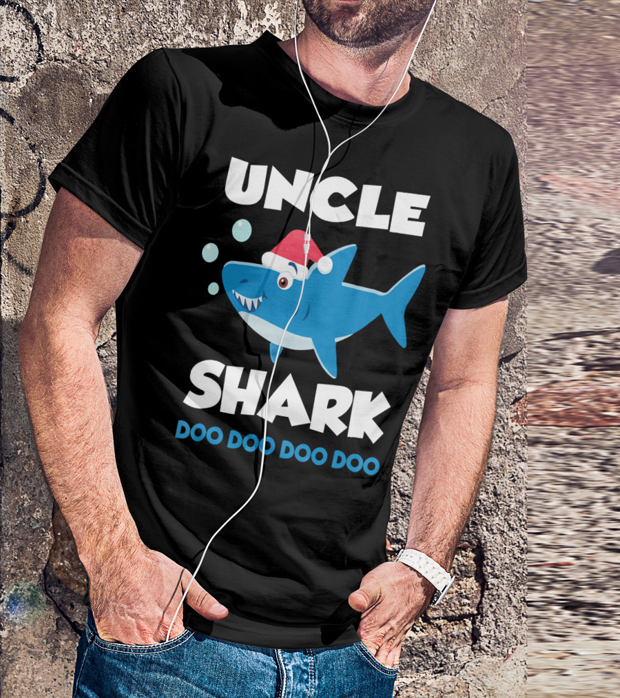Uncle Shark Doo Doo Doo Doo Christmas Shark Santa Hat T-Shirt