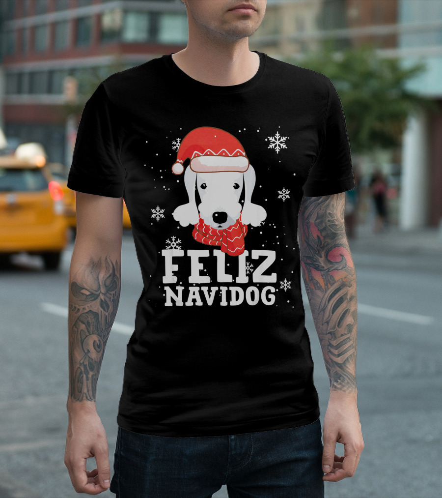 Feliz Navidog Bedlington Terrier Christmas Holiday Fun T-Shirt