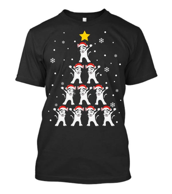 Dabbing Huskies Christmas Xmas Dab Santa Hat Snowflakes Tree Star T-Shirt