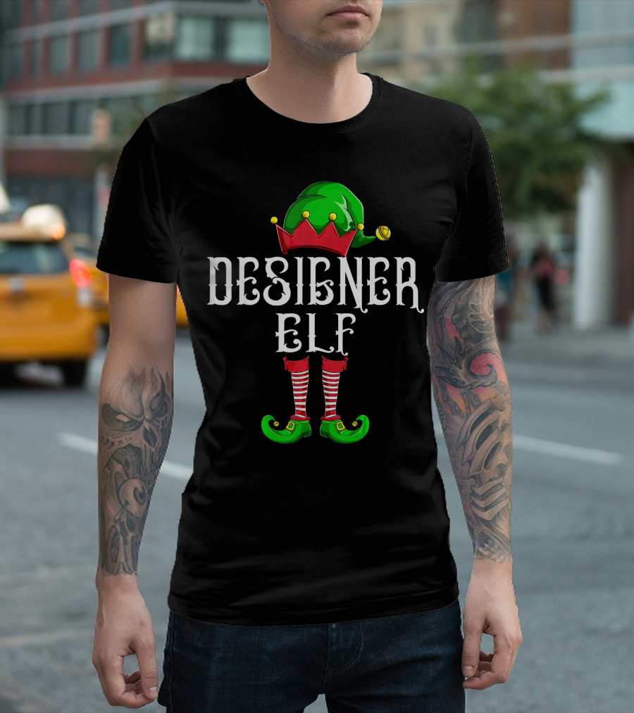 Designer Elf Xmas Elves Festive Holiday T-Shirt