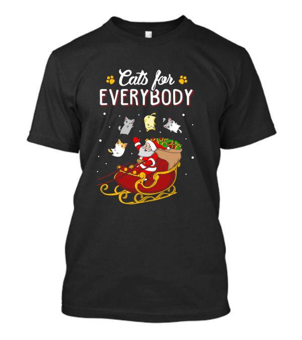 Cats For Everybody Christmas Santa With Cats In Sleigh T-Shirt