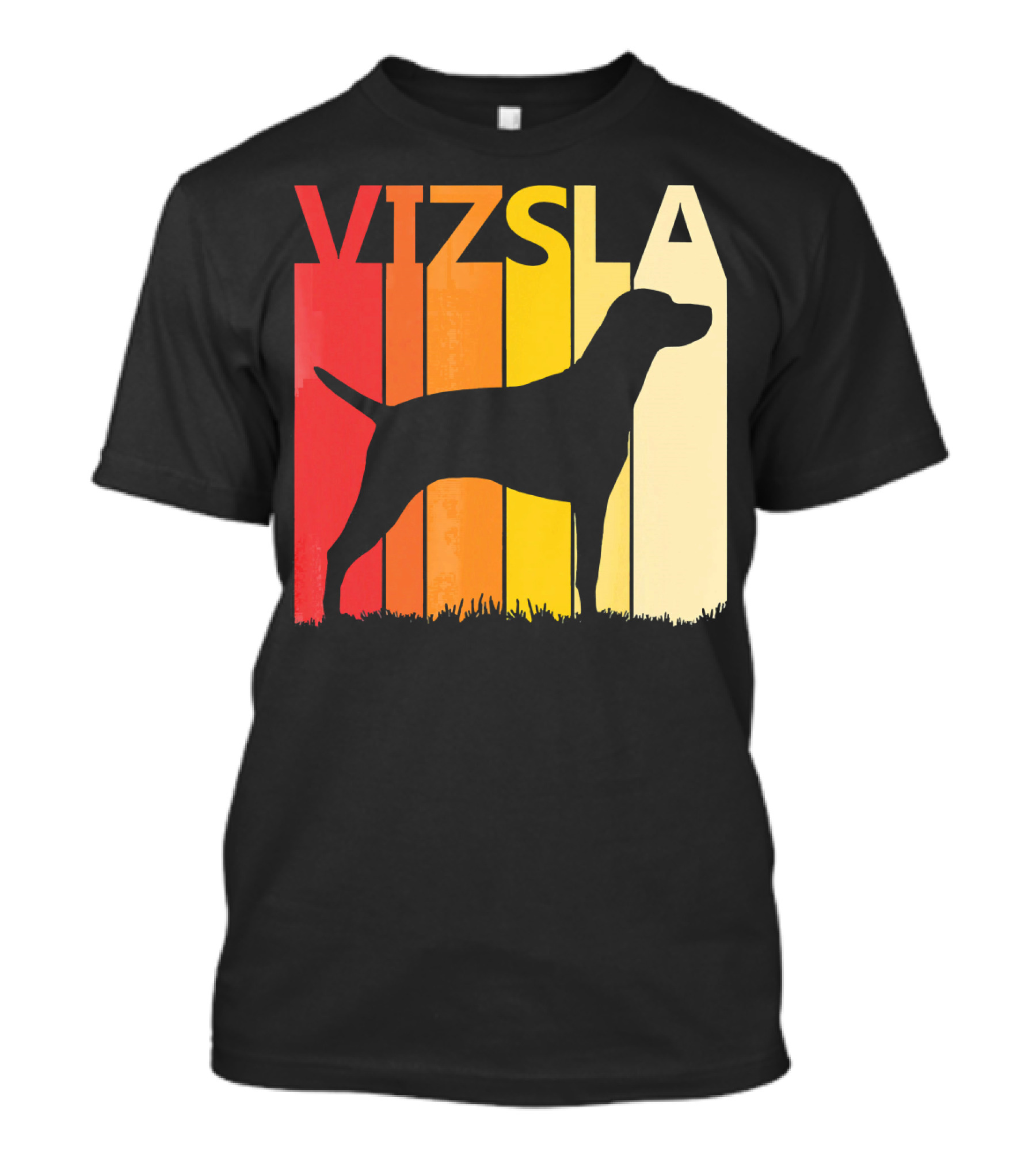 Retro Vizsla Dog Silhouette With Gradient Stripes T-Shirt