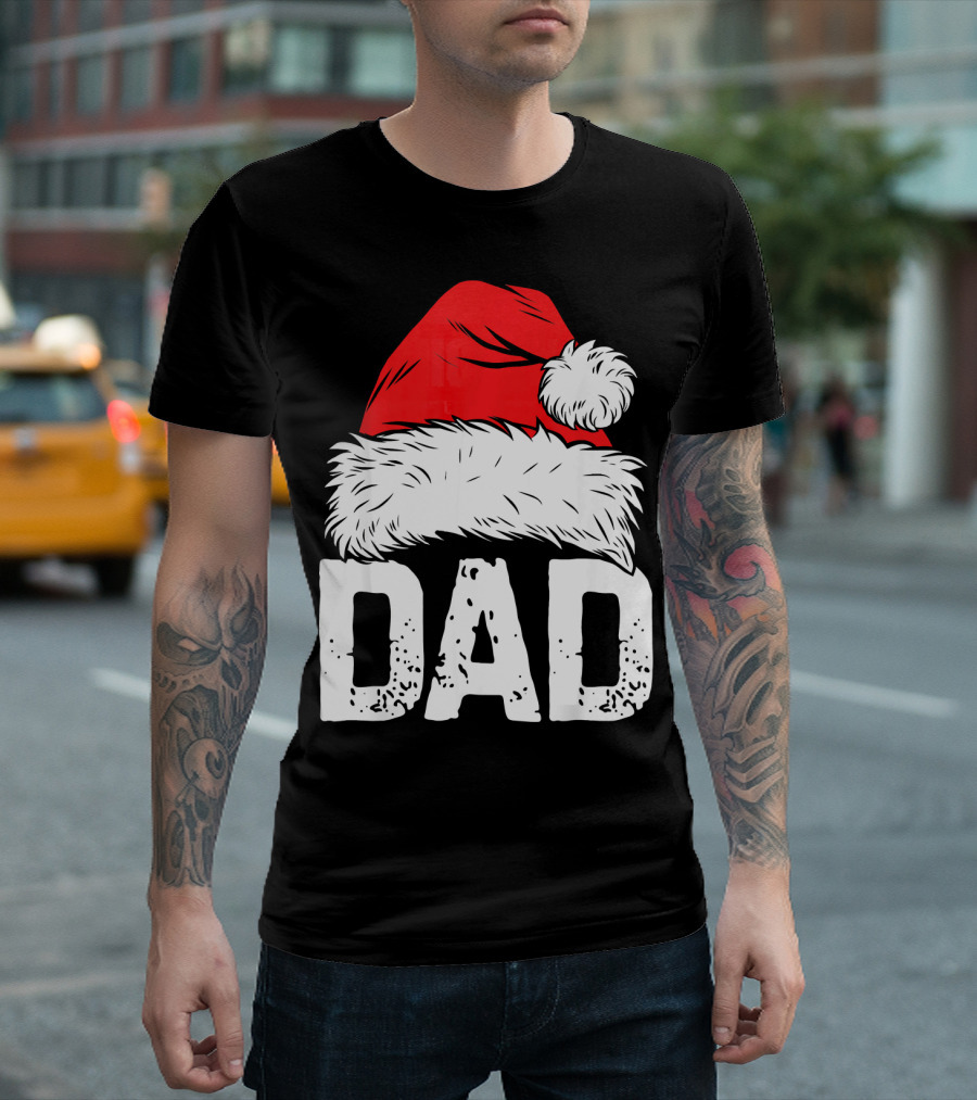 Dad Santa Hat Christmas Family Match T-Shirt