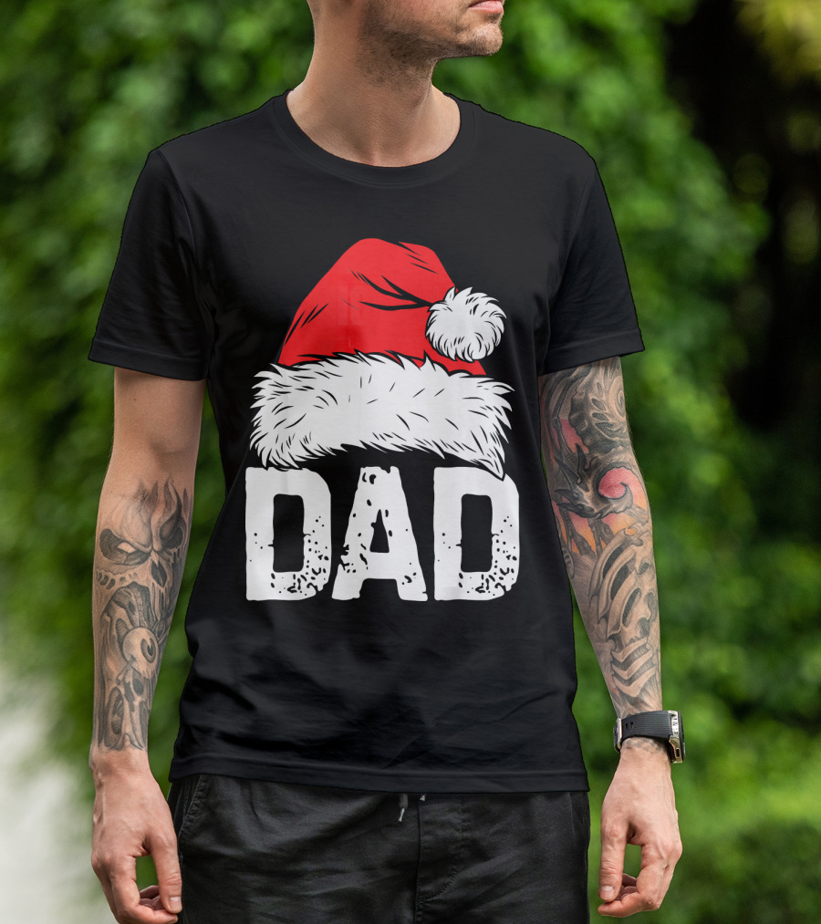 Dad Santa Hat Christmas Family Match T-Shirt