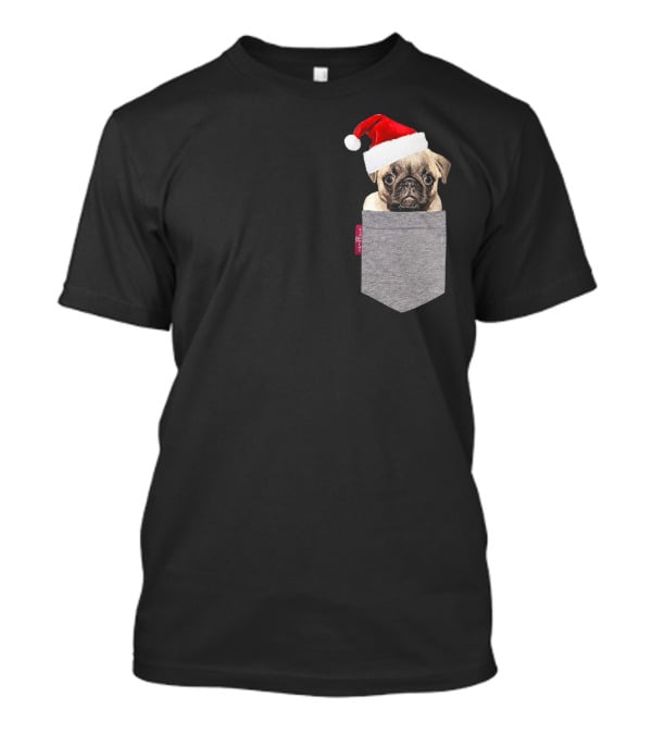 Santa Hat Funny Pug In A Pocket Cute T-Shirt