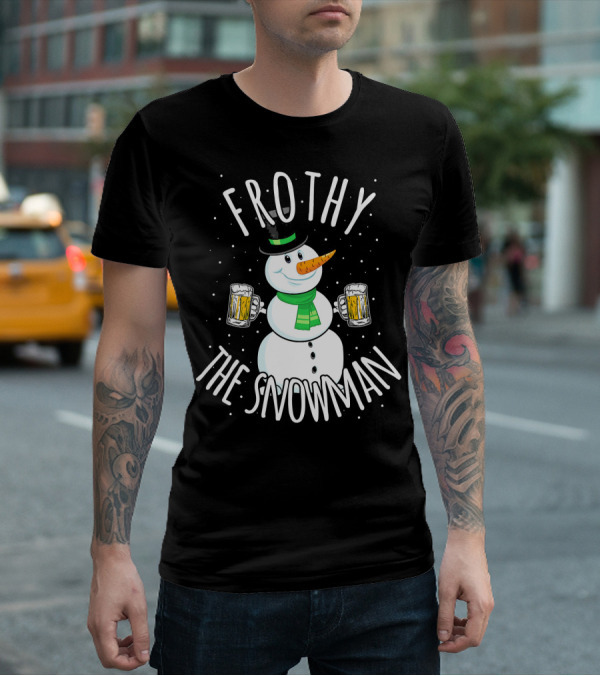 Frothy The Snowman Funny Christmas Beer T-Shirt