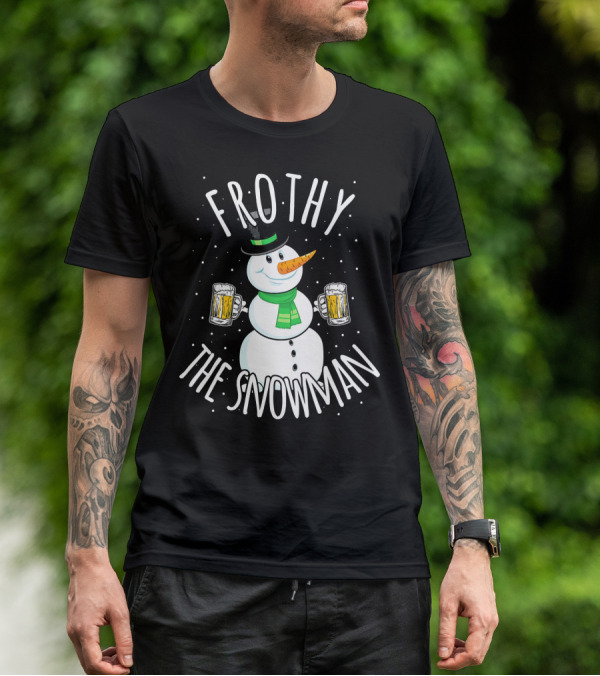 Frothy The Snowman Funny Christmas Beer T-Shirt