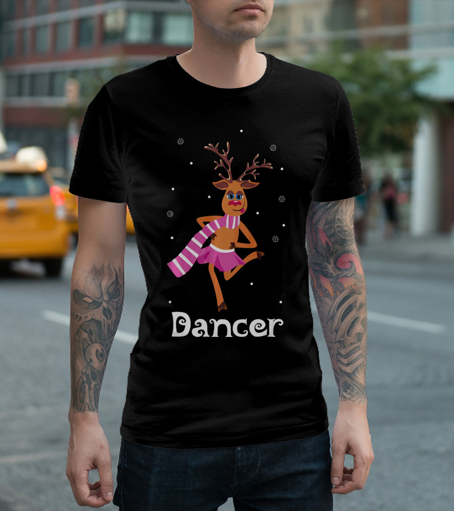Dancer Pink Skirt Reindeer Girl with Antlers T-Shirt