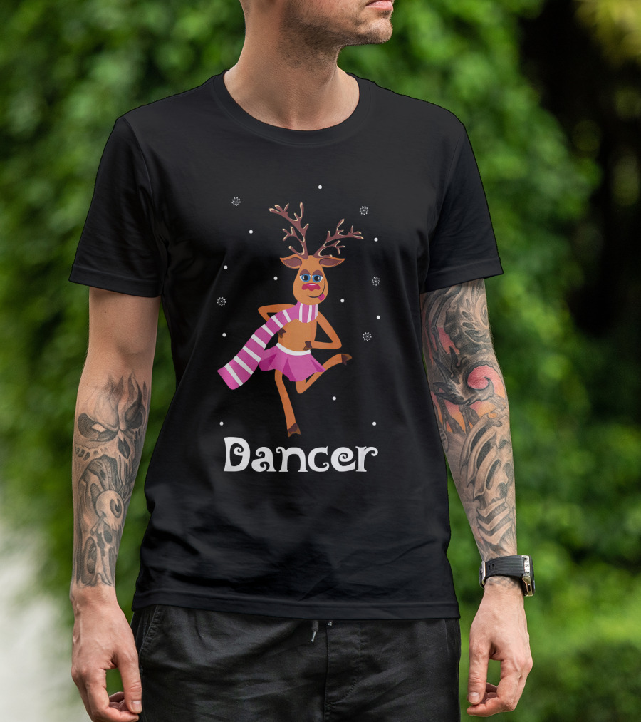 Dancer Pink Skirt Reindeer Girl With Antlers T-Shirt