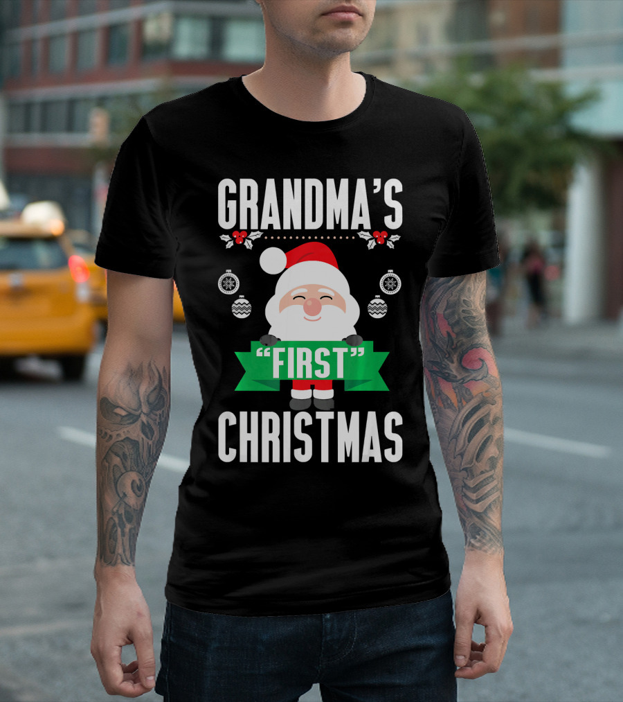 Grandma's First Christmas Santa Holiday Humor T-Shirt