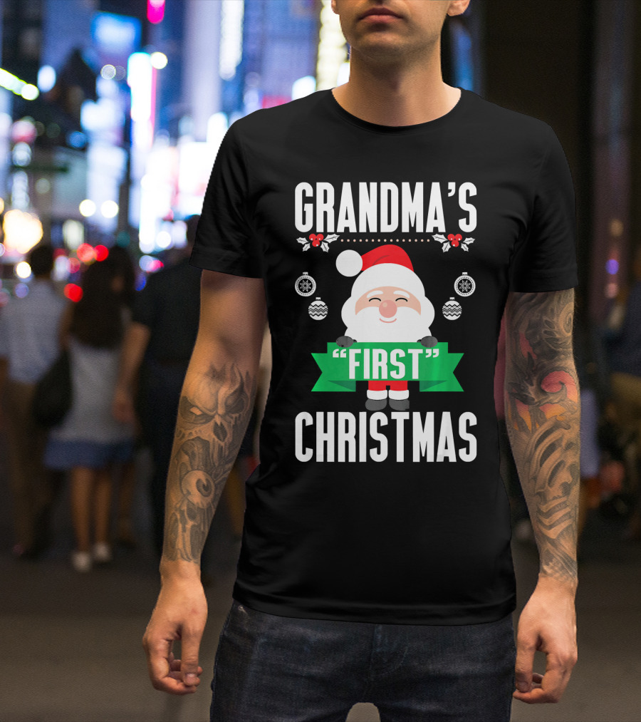 Grandma's First Christmas Santa Holiday Humor T-Shirt