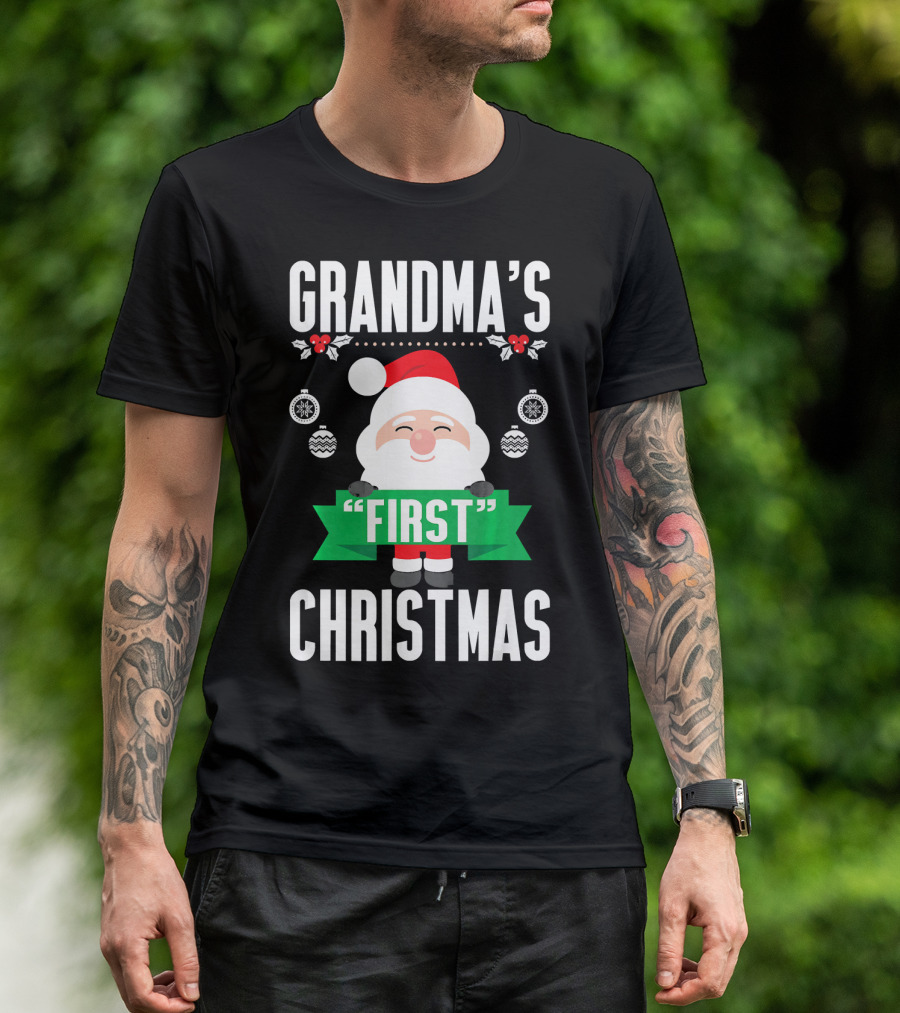 Grandma's First Christmas Santa Holiday Humor T-Shirt