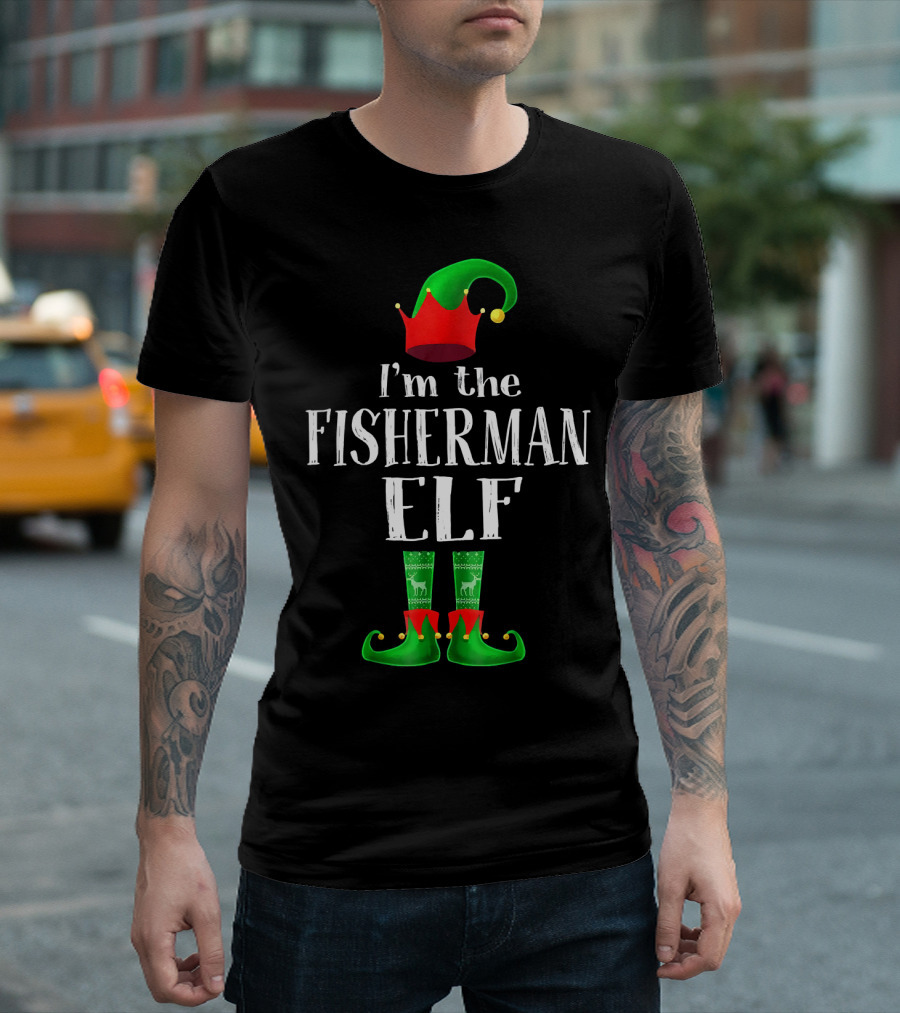 I'm the Fisherman Elf Matching Family Pajama Holiday T-Shirt