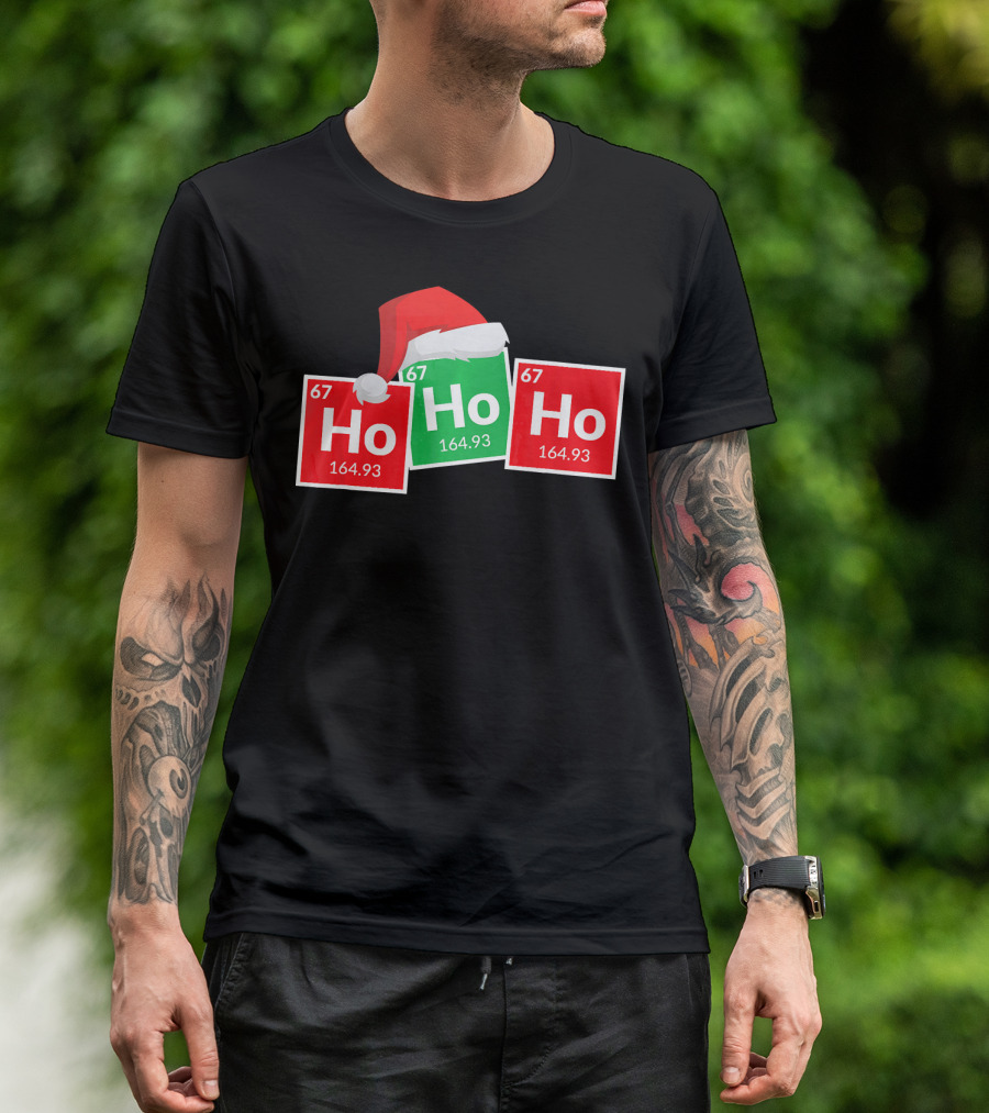 Christmas Ho Ho Ho Santa Periodic Table Elements Fun T-Shirt