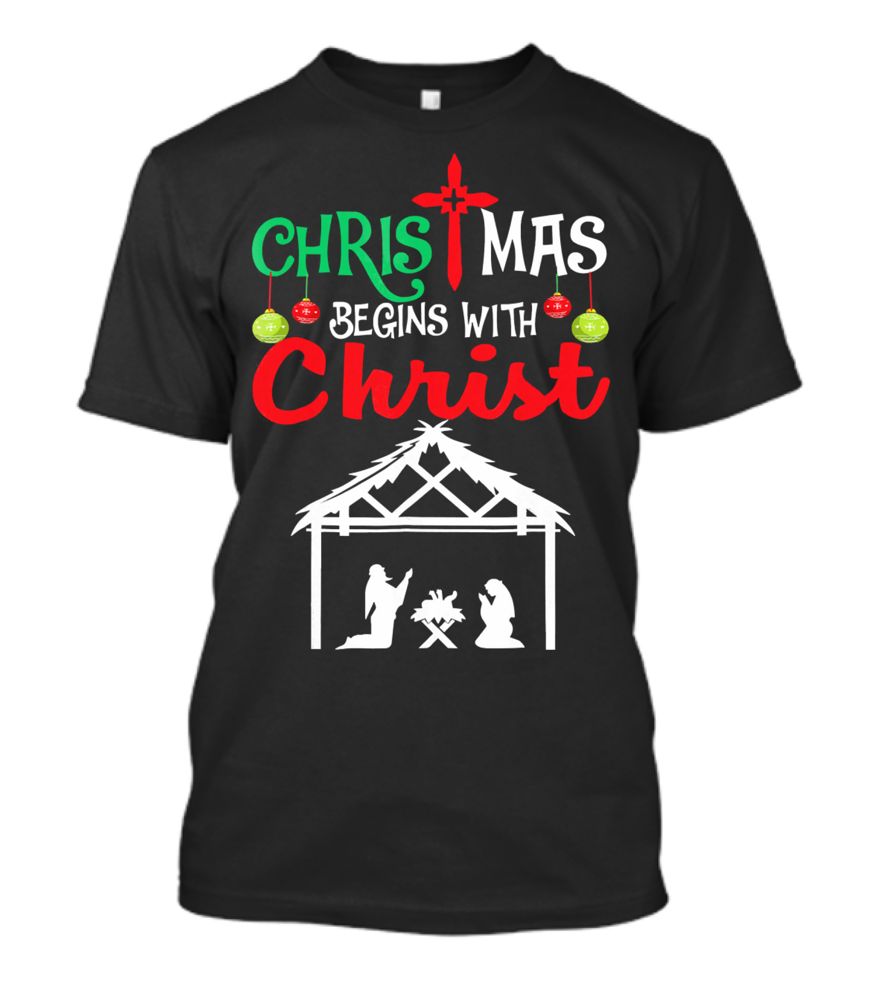 Christmas Begins With Christ Nativity Scene Christian T-Shirt