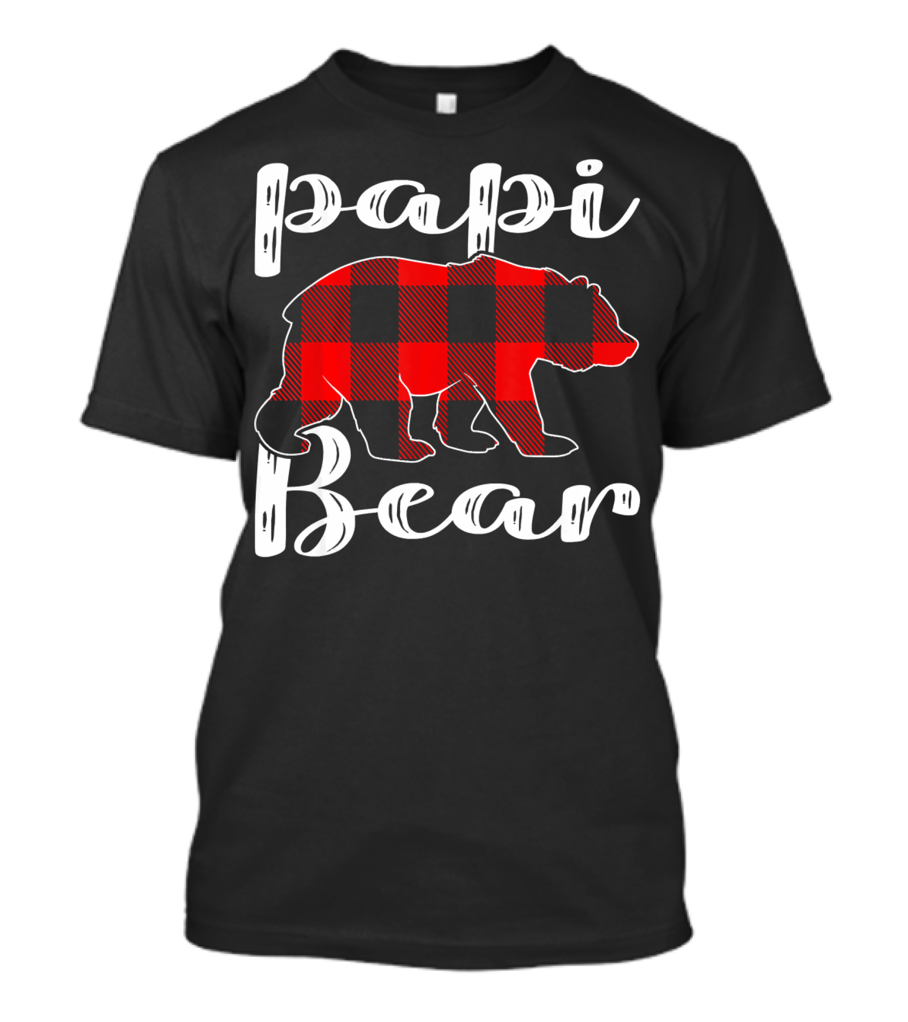Papi Bear Plaid Christmas Matchin Buffalo Check T-Shirt