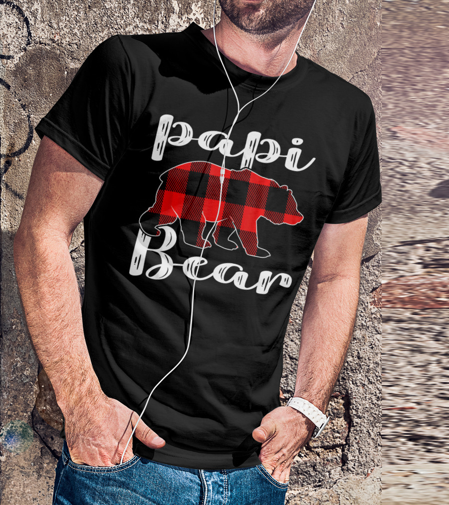 Papi Bear Plaid Christmas Matchin Buffalo Check T-Shirt
