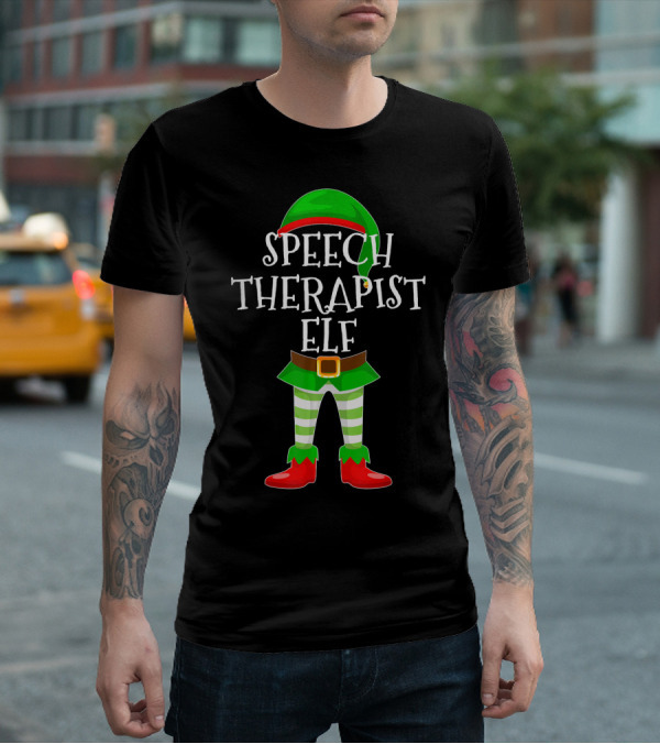 Speech Therapist Elf Matching Family Christmas Holiday T-Shirt