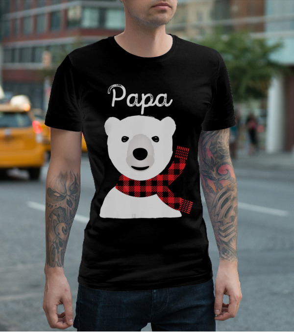 Papa Bear Buffalo Check Christmas Family Matching T-Shirt