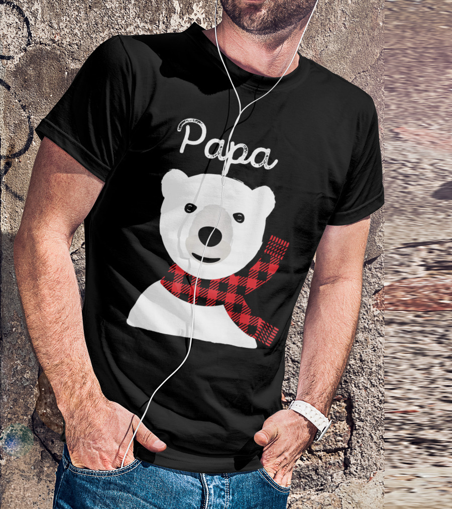 Papa Bear Buffalo Check Christmas Family Matching T-Shirt