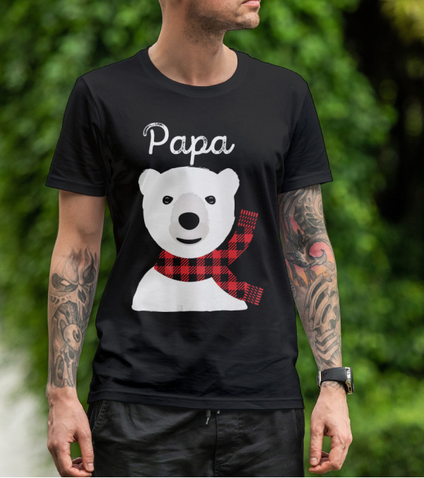 Papa Bear Buffalo Check Christmas Family Matching T-Shirt