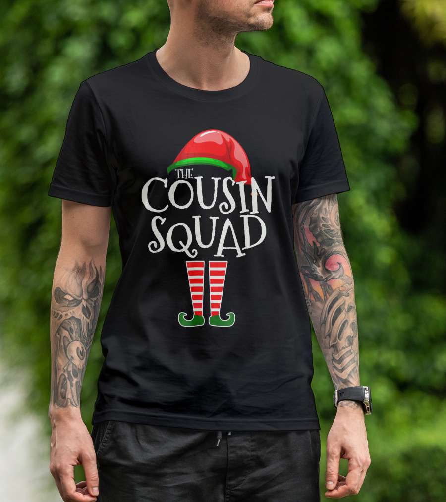 THE COUSIN SQUAD ELF HAT AND STRIPED LEGS T-Shirt
