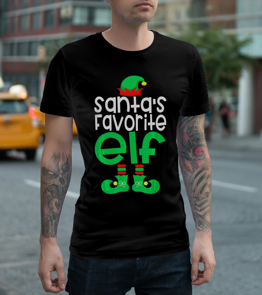 Santa's Favorite Elf Festive Outfit with Hat and Shoes T-Shirt