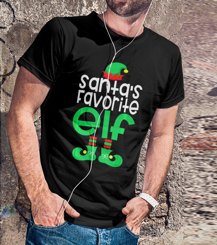 Santa's Favorite Elf Festive Outfit With Hat And Shoes T-Shirt