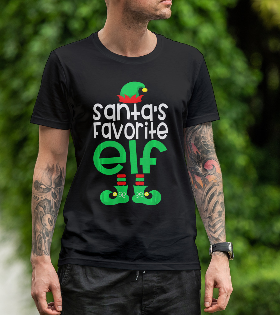 Santa's Favorite Elf Festive Outfit With Hat And Shoes T-Shirt